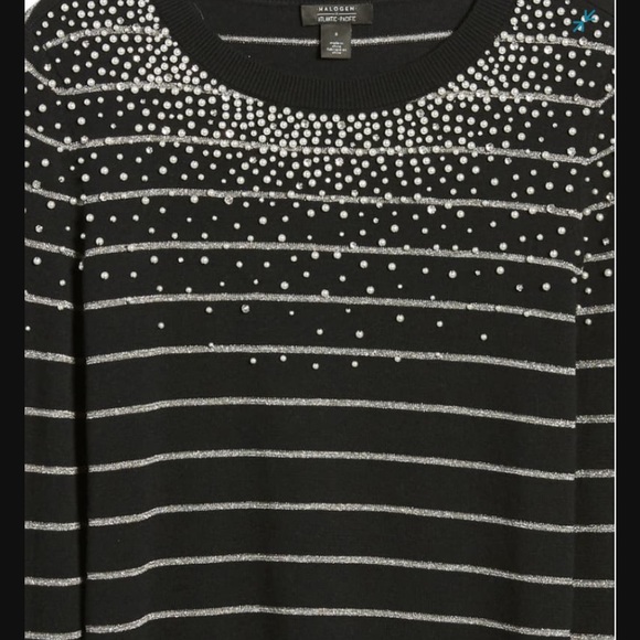 NWT X Atlantic-Pacific Pearl Metallic Stripe Swtr - Picture 2 of 5